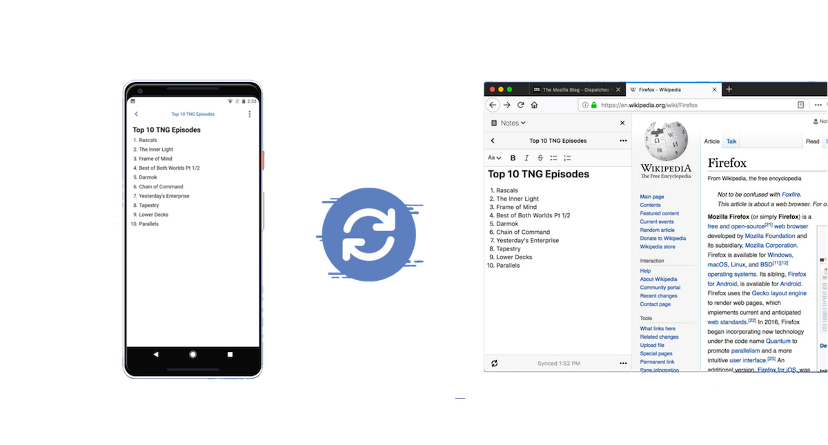 Notes by Firefox screenshots